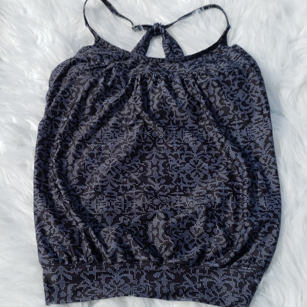 Elegant Black Patterned Halter Swim Coverup Tag Says XL but More Like M